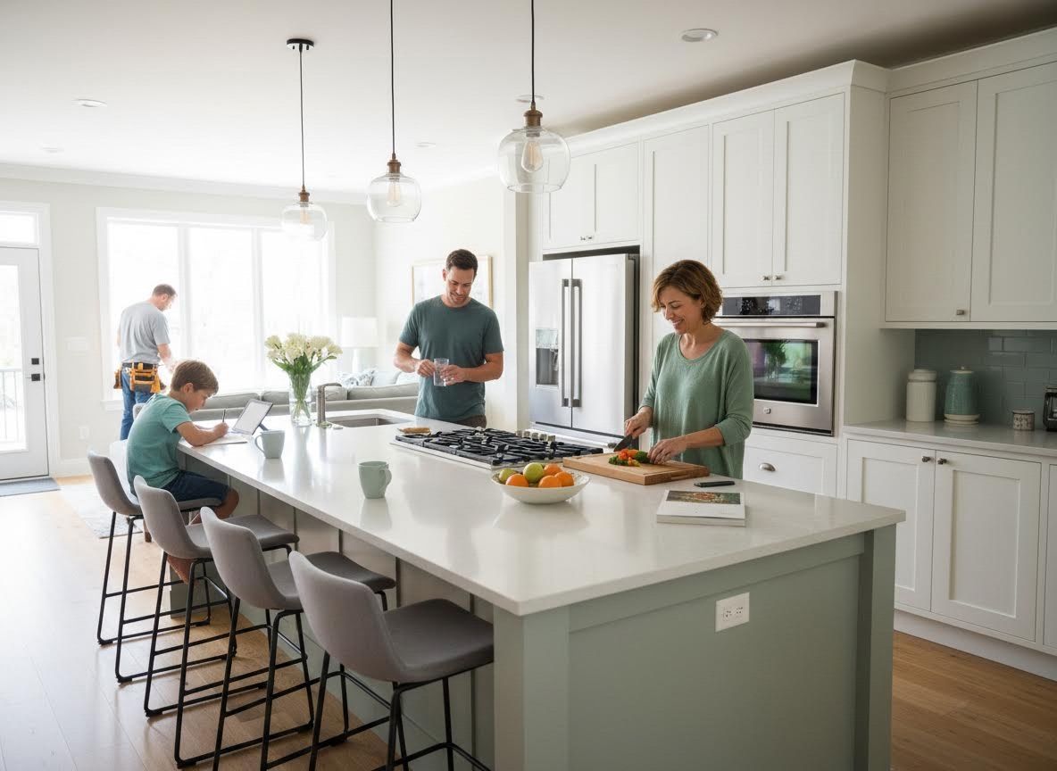 Open concept kitchen and living renovation